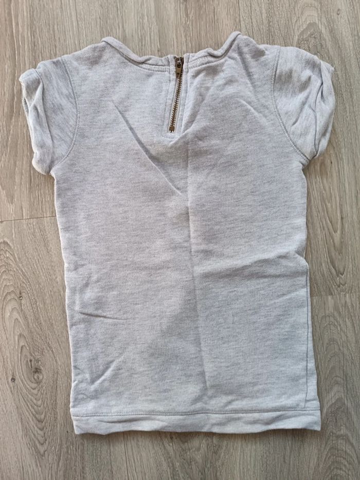 Lot 2 pulls sweat manches courtes fille 4 ans Okaïdi rose gris moustache - photo numéro 6