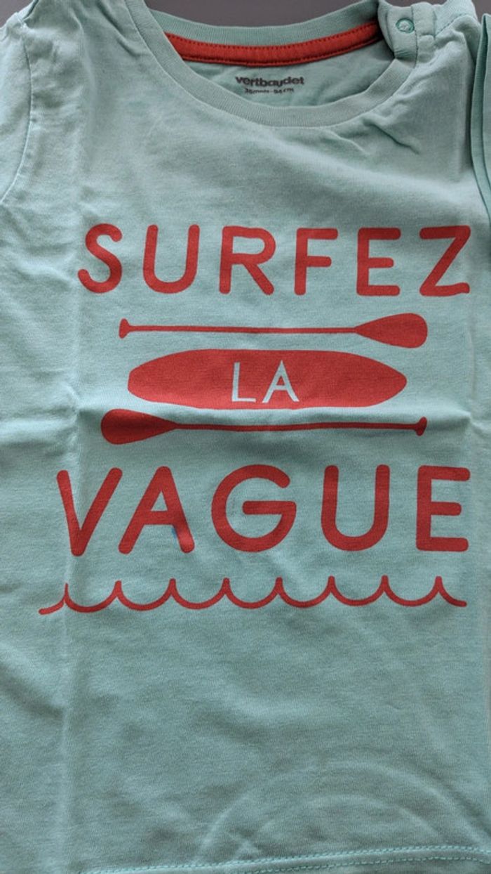 T-shirt Menthe "Surfer sur la vague" Vertbaudet - photo numéro 2