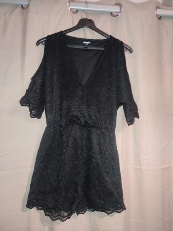 Combi short noir dentelle