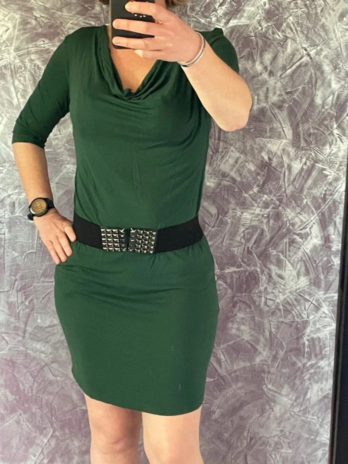 Magnifique robe verte fluide Stefanel - photo numéro 2