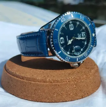 Montre bleue intégrale, heure et date, men