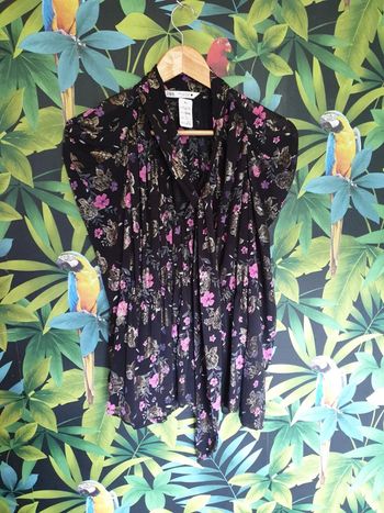 Blouse manches bouffantes fleurie