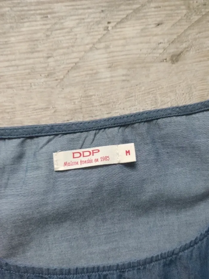 Blouse sans manches tissu impression jeans côté dentelle noire avec zips taille M DDP - photo numéro 9