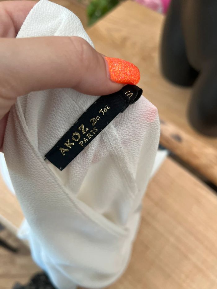Blouse femme tunique chemisier akoz de toi collection taille S blanc cache cœur - photo numéro 4