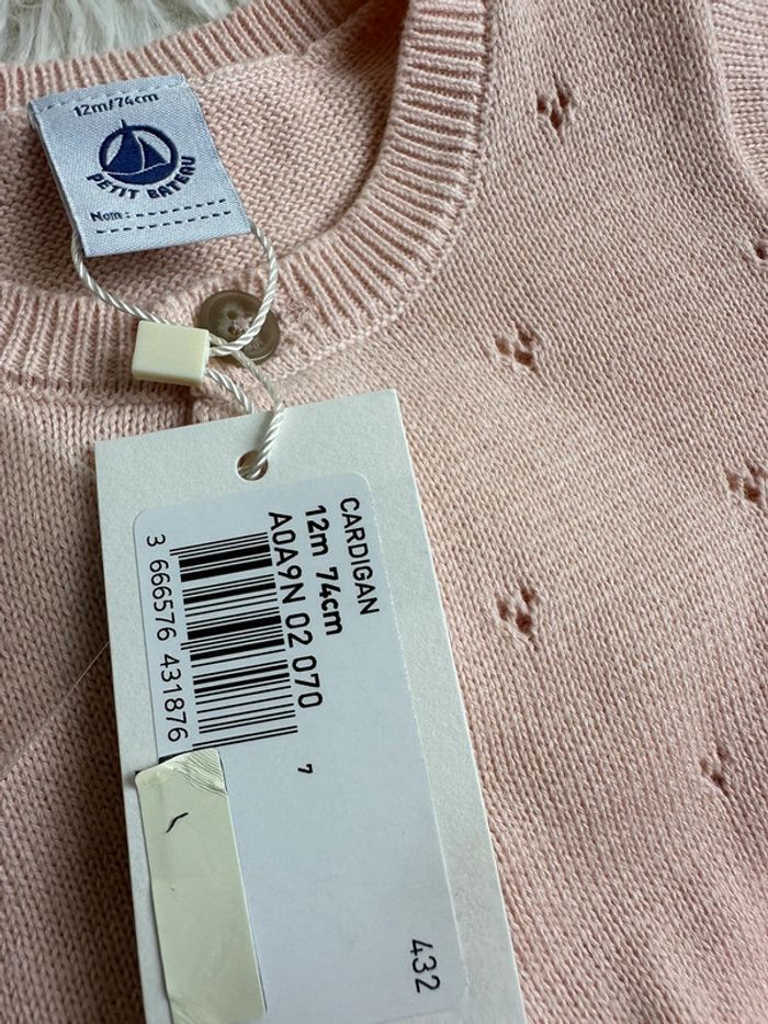 Cardigan rose petit bateau taille 12 mois - photo numéro 4