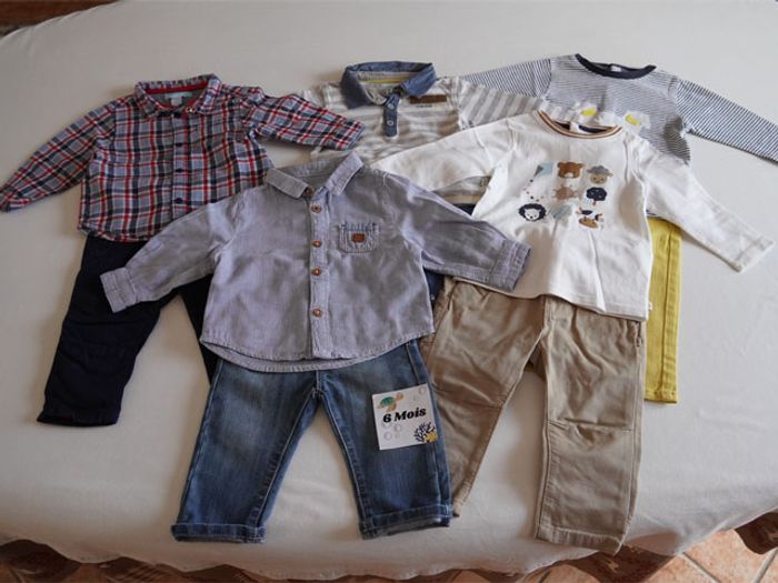 Lot n°7 Vêtements Obaibi 6 mois : 5 Pantalons + 5 Hauts