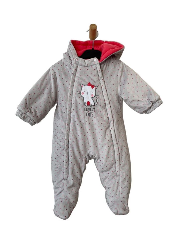 Combipilote grise et rose en polaire douce (chat) - Gémo 9 mois