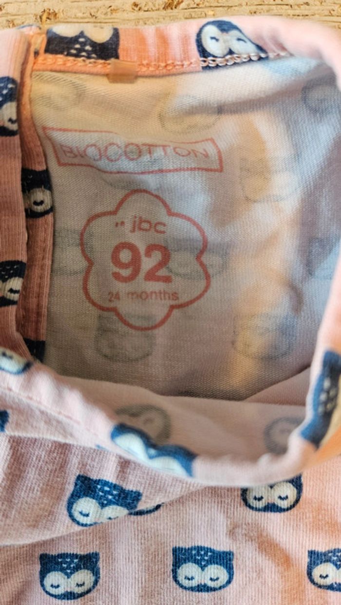 Robe courte à manches courtes rose avec hibou bleu, JBC, 92 - photo numéro 5