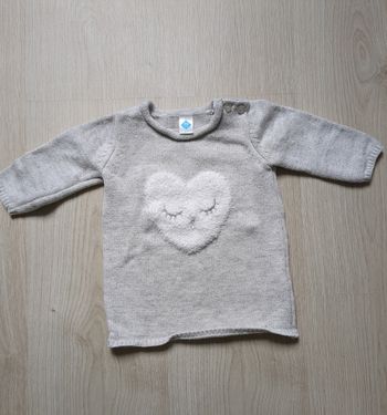 Pull gris cœur Tex 9 mois