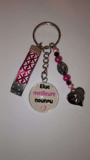 Cadeau nounou, porte clé message bijoux de sac " élue meilleure nounou"