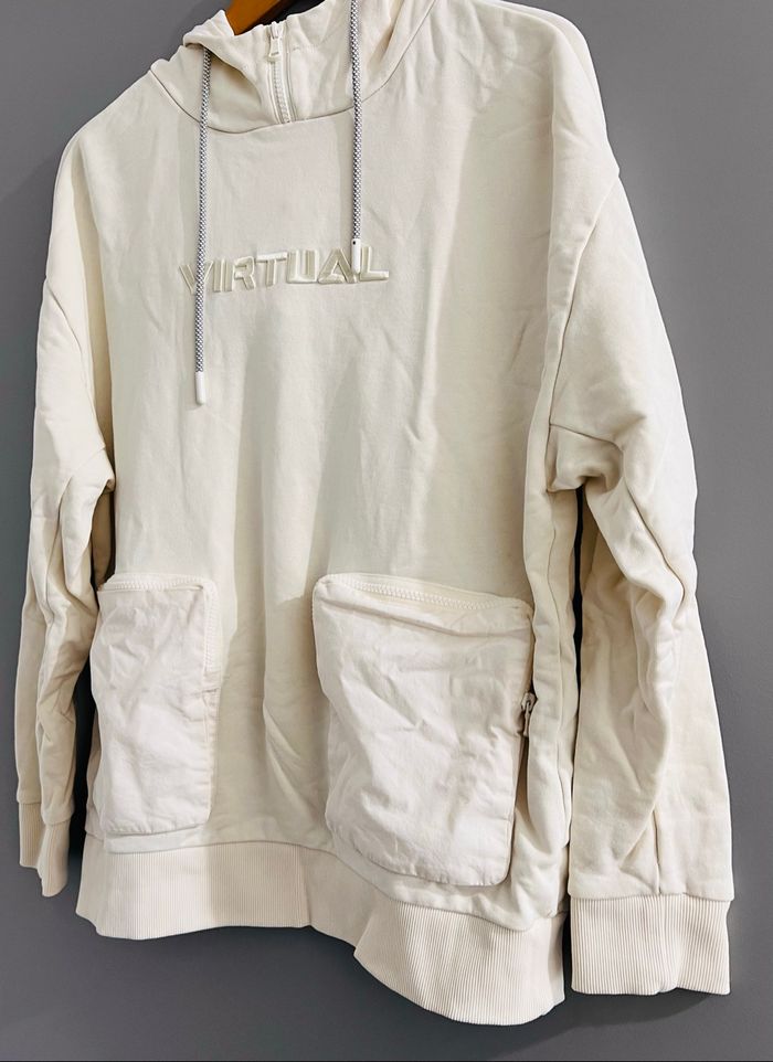 Sweat à capuche beige Selected Taille S - photo numéro 3