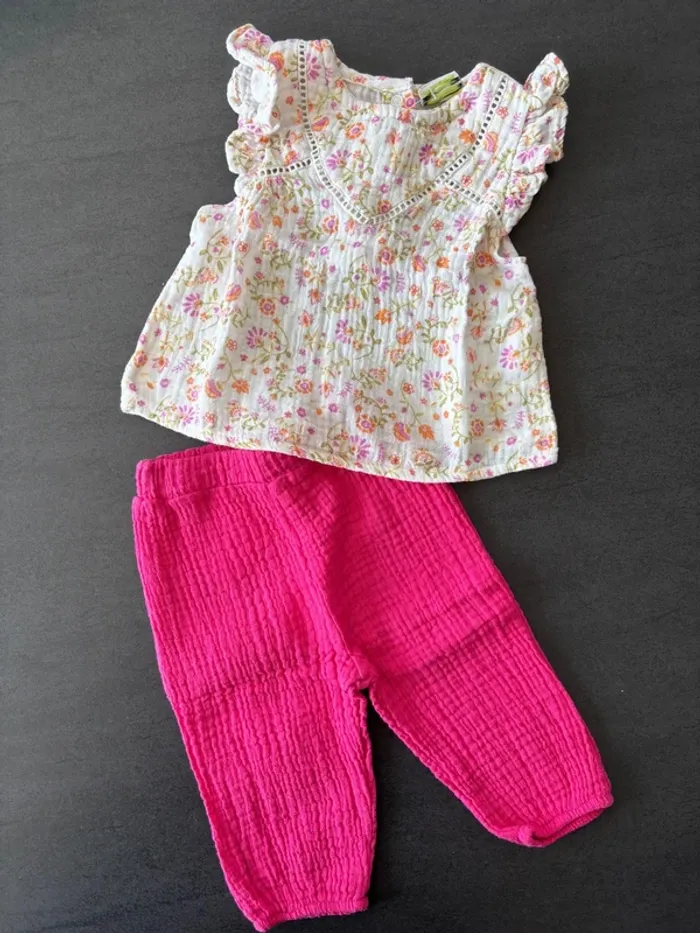 Ensemble bébé fille en gaze de coton