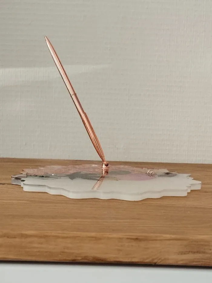 idée cadeau grand porte-stylo en résine coquillages et fleurs séchées abr018 - photo numéro 4