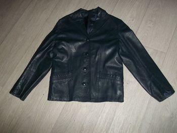 Veste cuir bleu marine souple 38/40 VINTAGE