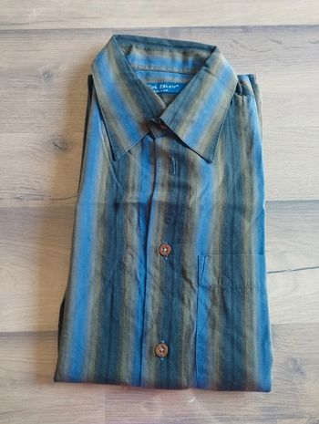 Chemise homme manches longues col bleu