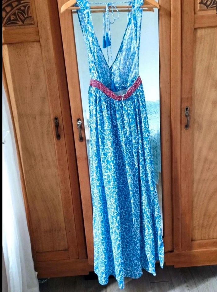 Robe fluide fleurie très longue - Dos nu - Bérénice - 34 - Comme Neuve - photo numéro 7
