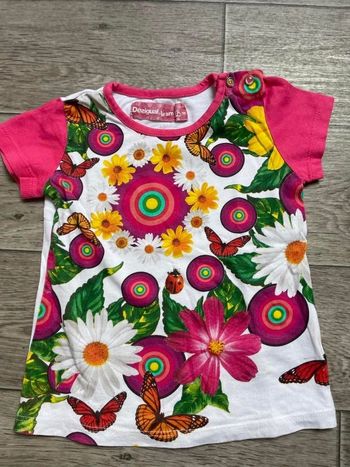 Tshirt Desigual rose fleurs papillon 18 mois