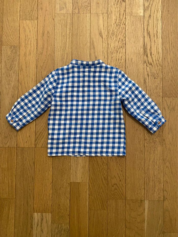 Chemise col mao à carreaux bleus Boutchou 12 mois - photo numéro 6