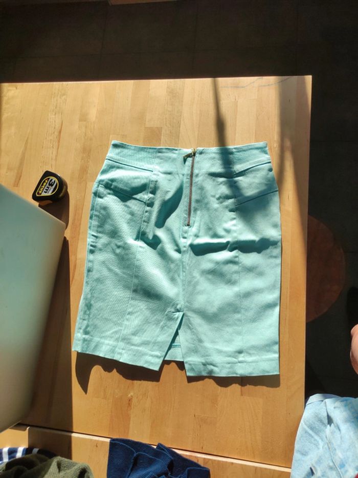 Jupe fendue bleu turquoise - photo numéro 2
