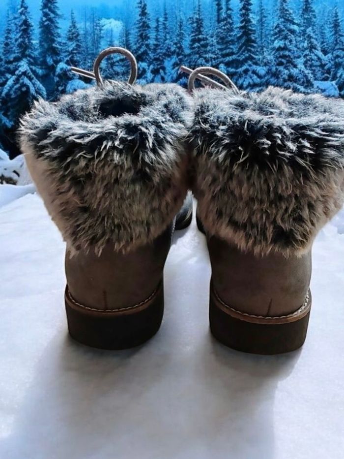 Bottines d’hiver en suédine grise – Taille 38 - photo numéro 3