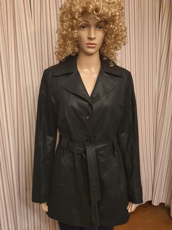 Veste longue cuir noir Authentic taille 40