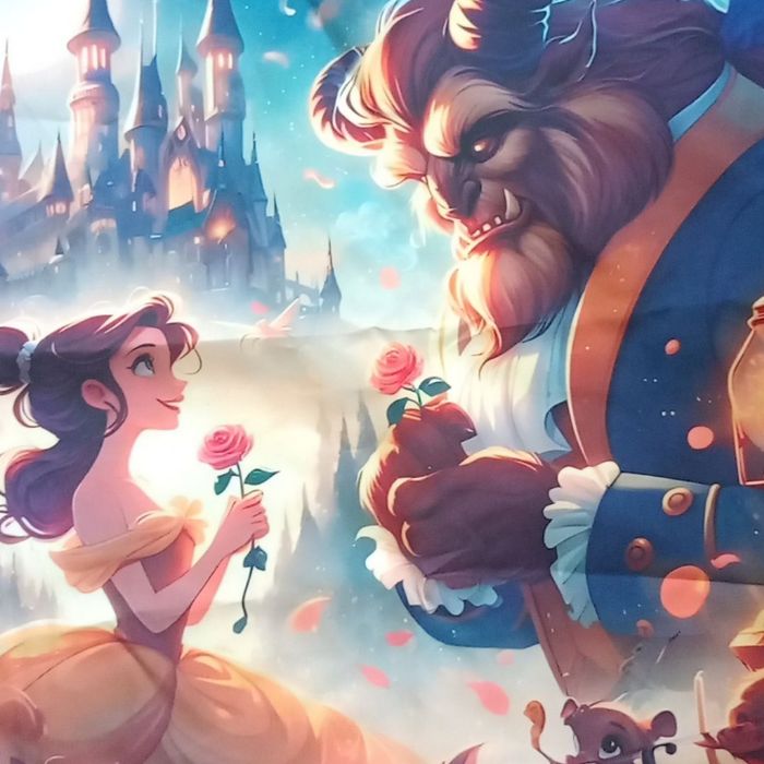 Housse de coussin la Belle et la bête princesses Disney - photo numéro 2