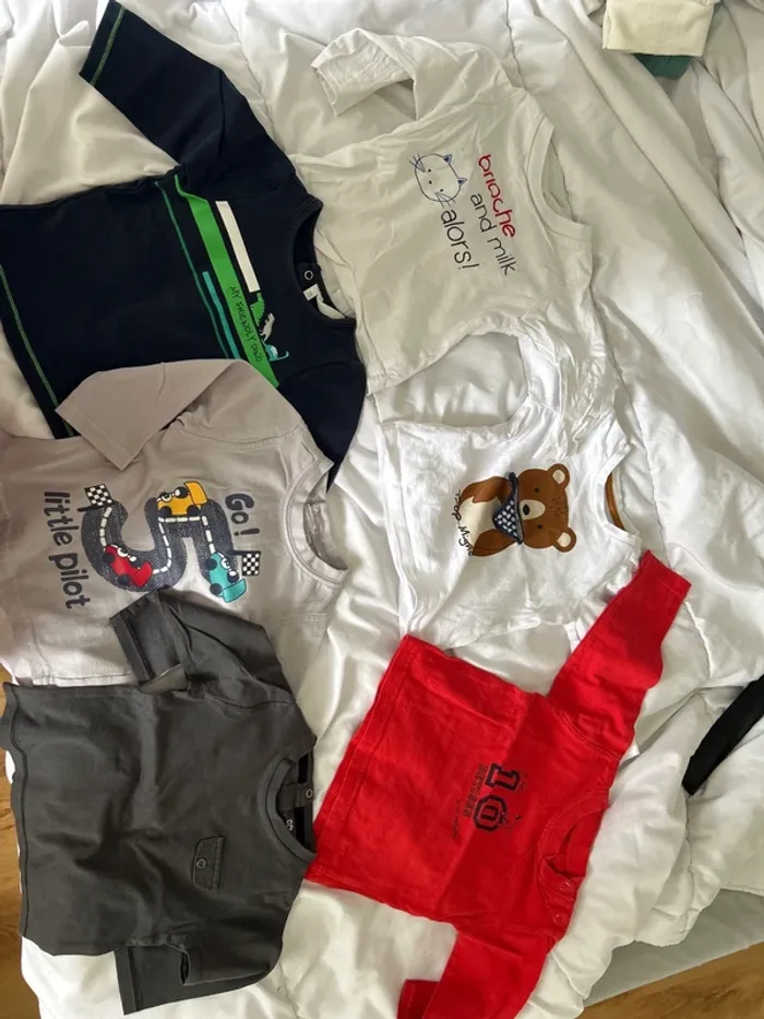 Lot 6 hauts manches longues bébé garçon 6 mois