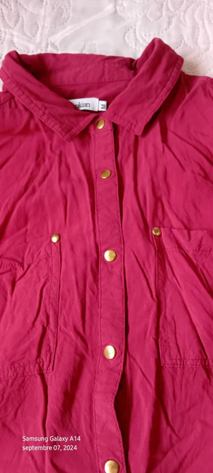 Chemise boutons dorés manches réglables framboise femme M manoukian - photo numéro 13