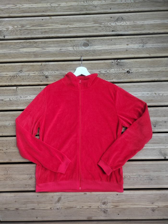 🔥 Gilet polaire rouge imitation velour – Taille L – Très bon état