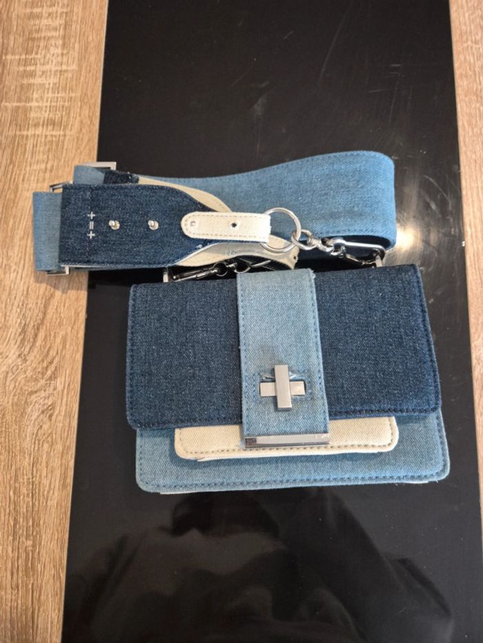 Sac bandoulière en jean Lena situation