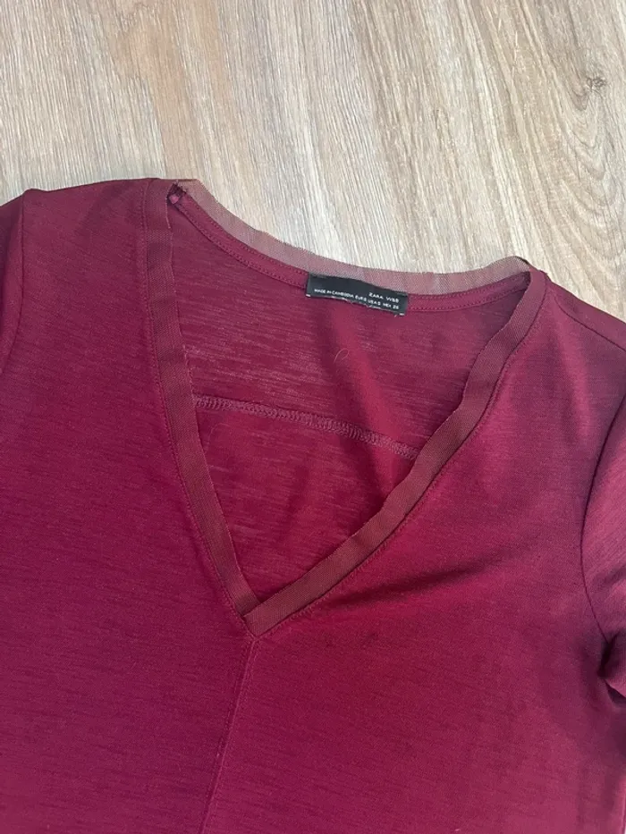 blouse bordeaux avec transparence - photo numéro 2