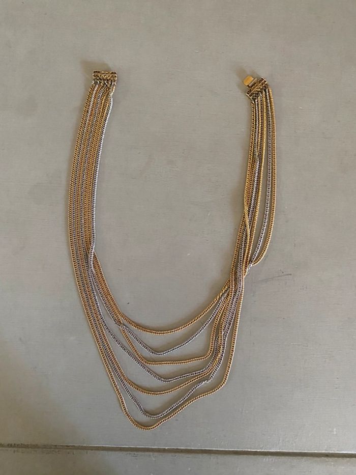 Collier sautoir à plusieurs chaînes en métal argenté et doré - photo numéro 10