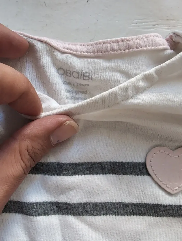 Tee shirt marinière bébé fille 12 mois - photo numéro 2