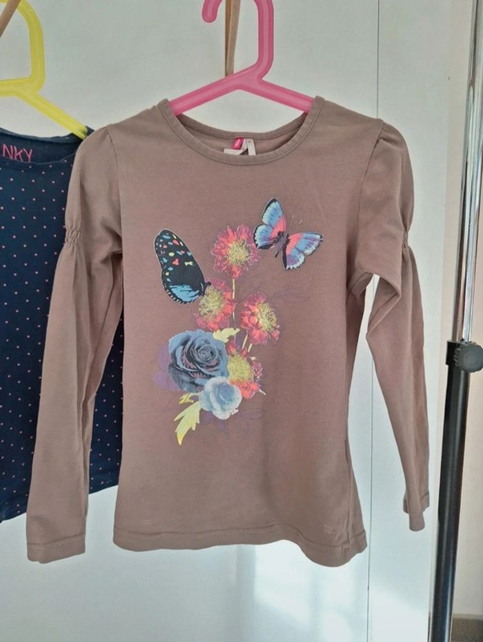 Lot 3 t-shirts 8 ans enfant fille NKY et Orchestra rose, bleu et marron - photo numéro 10