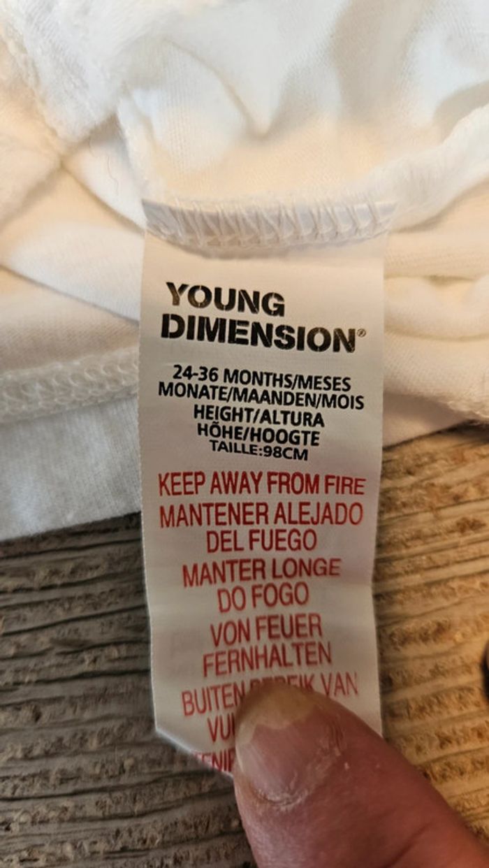 Blouse blanche classique à manches longues avec dentelle, Young Dimension, 2/3 ans, jamais mise - photo numéro 8