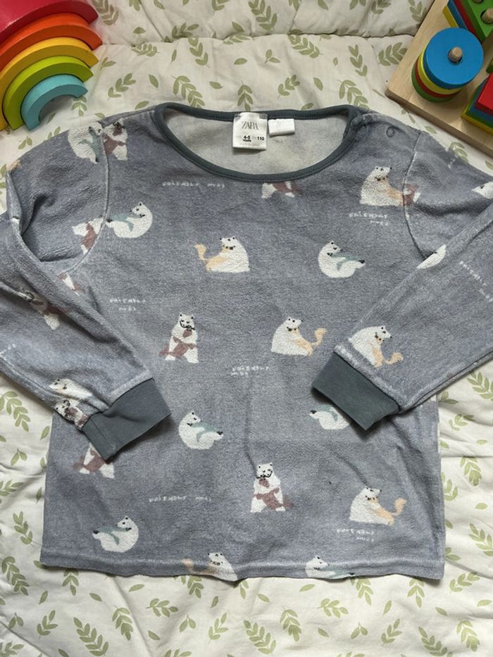 pyjama 2 pièces en velours bleu motifs ours 4/5 ans zara - photo numéro 4