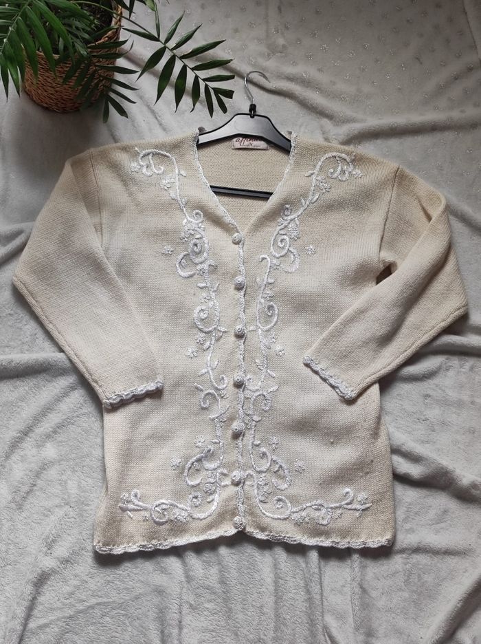 Cardigan vintage brodée taille unique - photo numéro 2