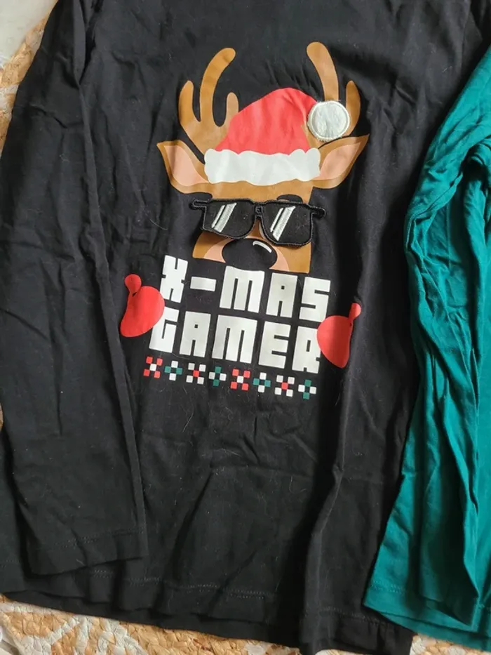 2 tee shirt ML fille Noël 12 ans - photo numéro 3