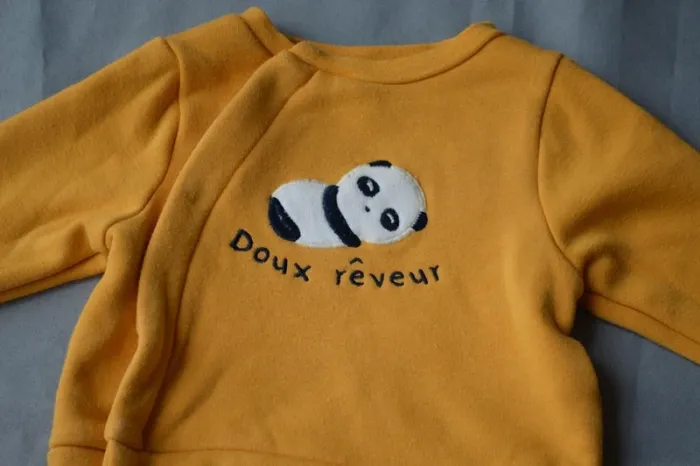 pull bébé moutarde panda - 3-6 mois - photo numéro 2
