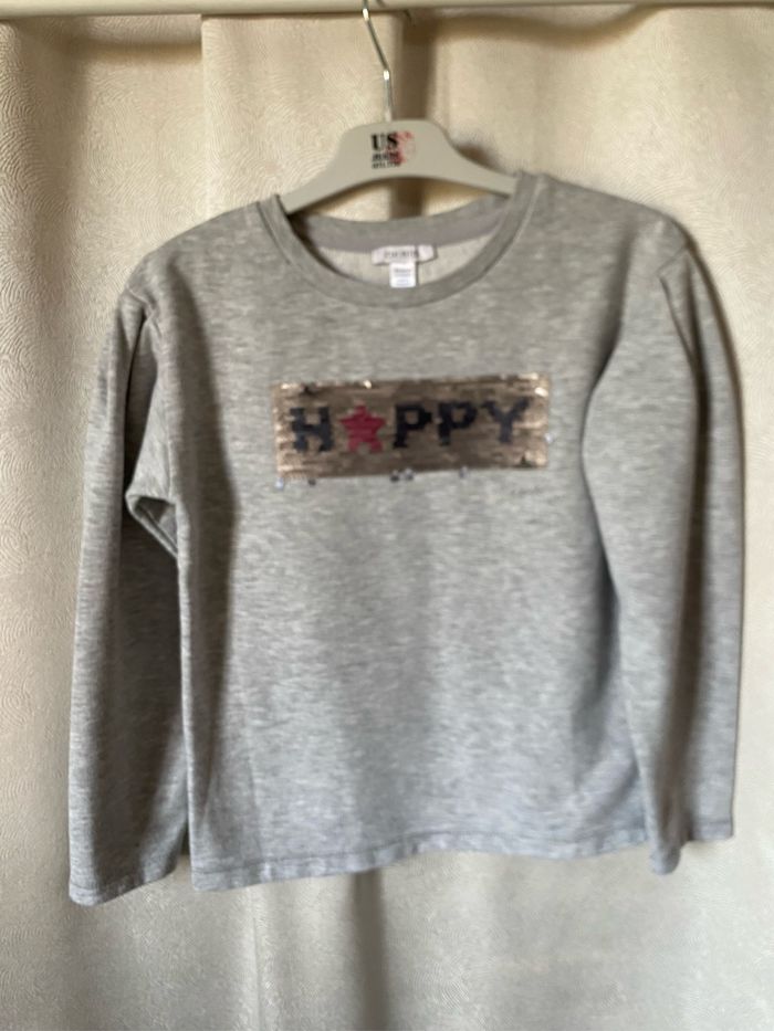 Pull sweat gris sequins argentés 8 ans Okaidi - photo numéro 4
