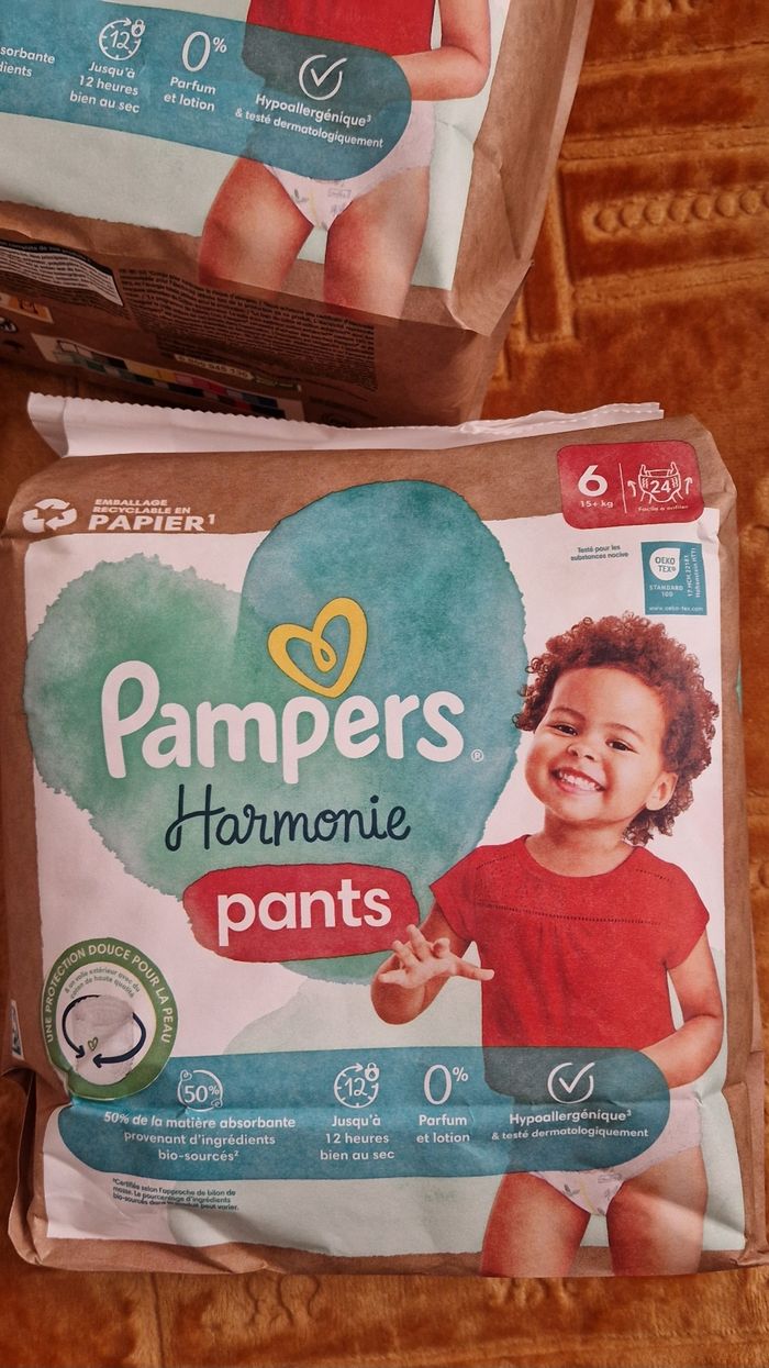 Lot de 2 paquets couches culottes ( pants) T 6 Pampers Harmonie - photo numéro 5