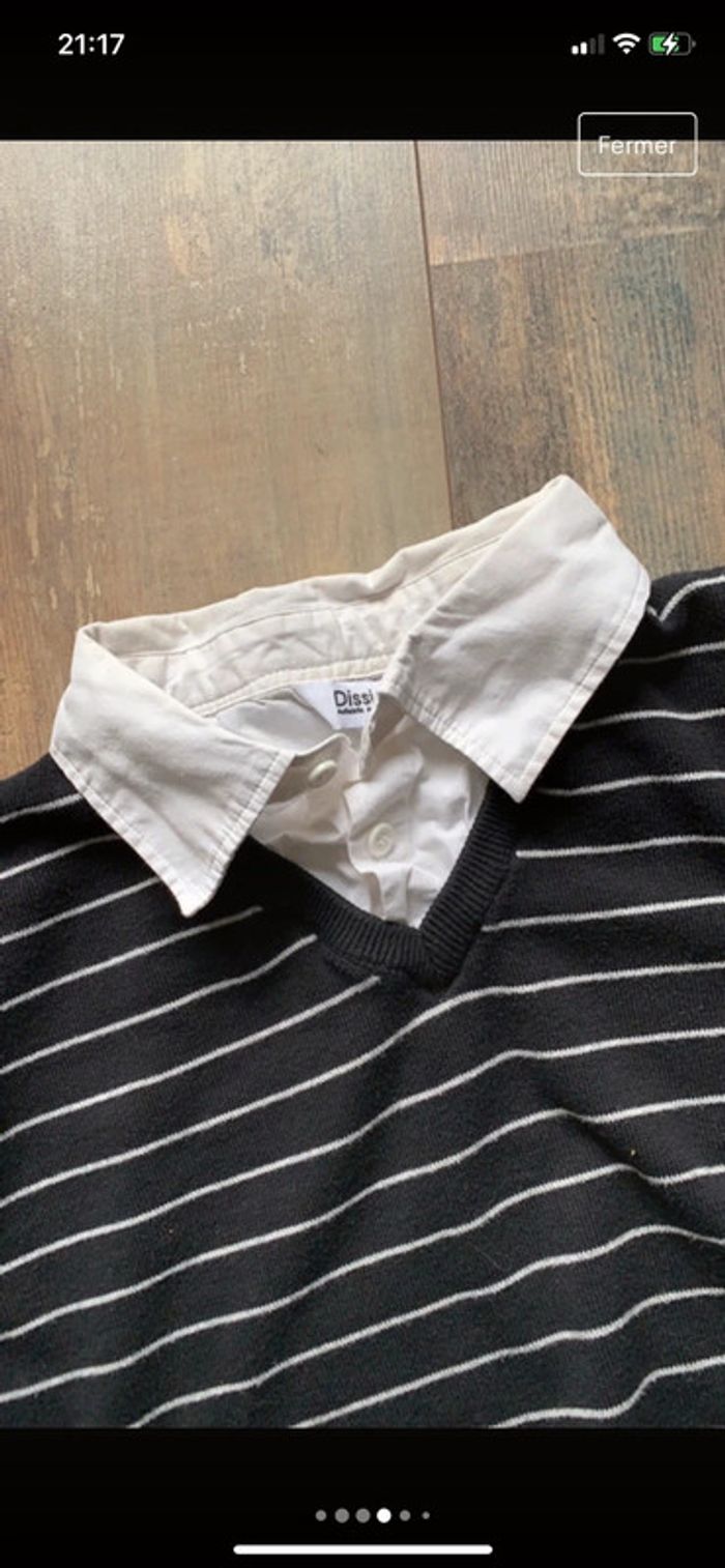 Pull à rayures col blanc