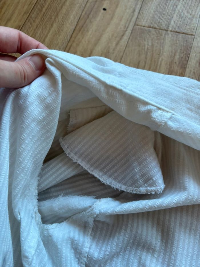 Veste blazer légère vintage blanc cassé crème coton/lin – taille M/38 80s 90s femme - photo numéro 8