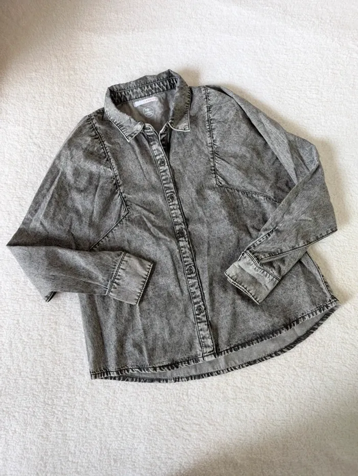🩶 Veste en jean grise Camaïeu - M - photo numéro 2