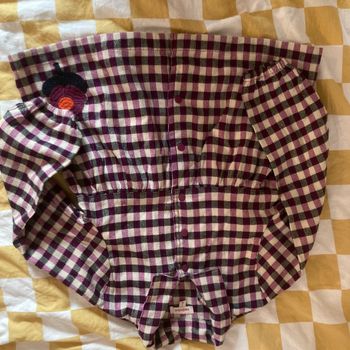 Chemise bordeau, beige et noir