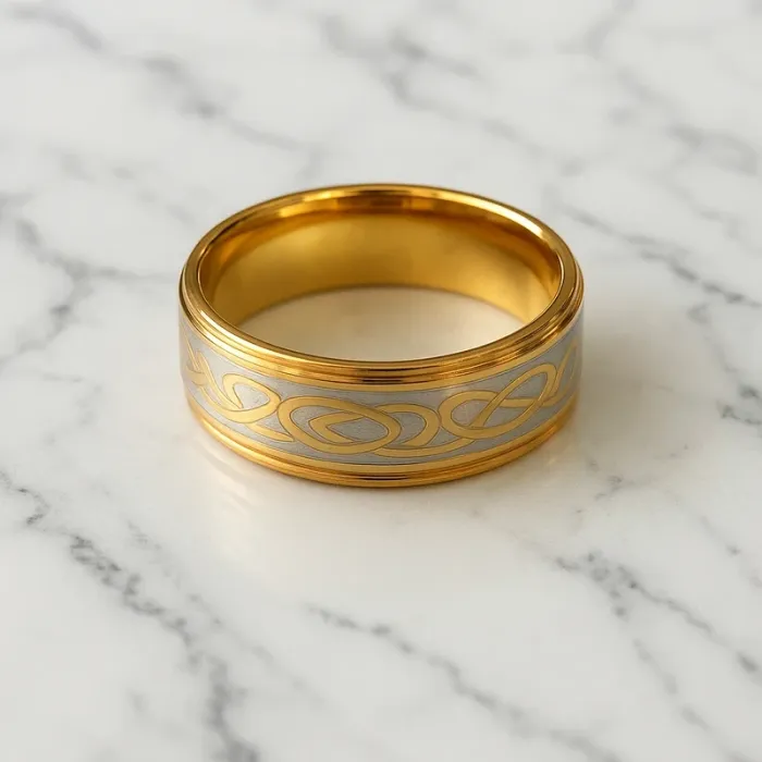 Bague homme celtique doré - taille 12 21,4mm