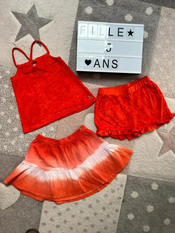 Ensemble été 3 pièces sergent major 5 ans orange