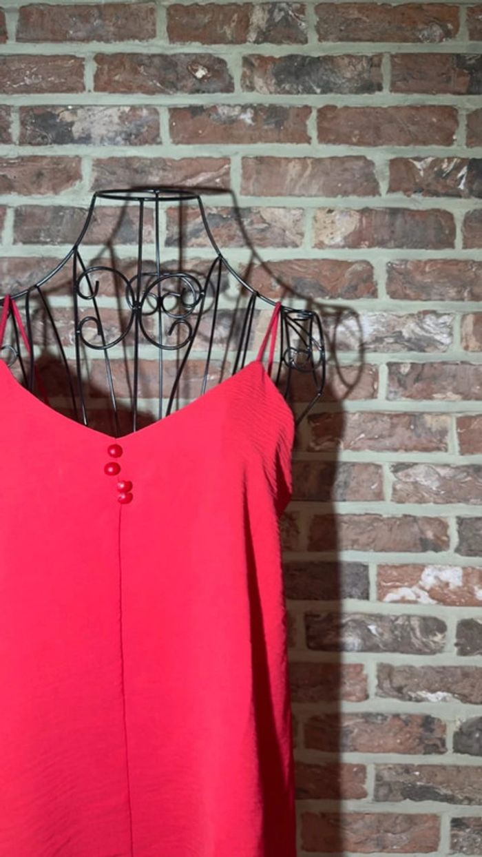 Top rouge fluide décolleté avec perle décoratives Taille S / 36 - photo numéro 3