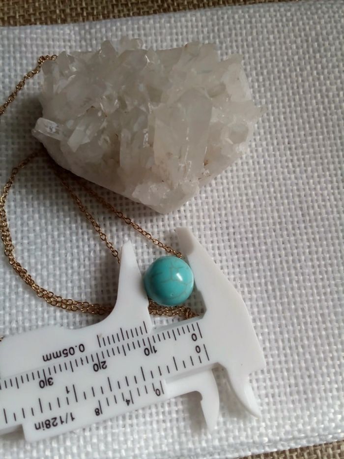 Collier perle de pierre turquoise naturelle - photo numéro 2