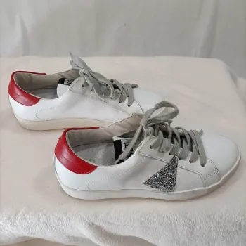 Basket Sneakers Basalt -Taille 36 - Blanches et Rouges Paillettes LE